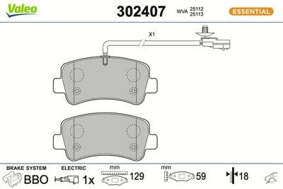 Juego de balatas de freno VALEO 302407
