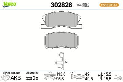Juego de balatas de freno VALEO 302826