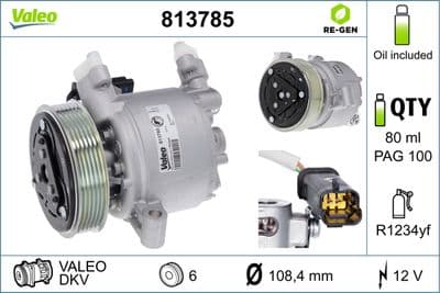 Compresor, aire acondicionado VALEO 813785