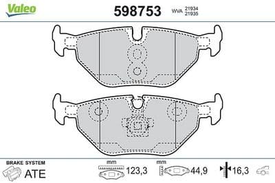 Juego de balatas de freno VALEO 598753