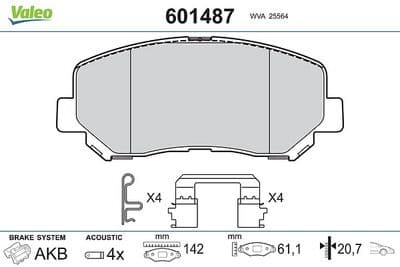 Juego de balatas de freno VALEO 601487