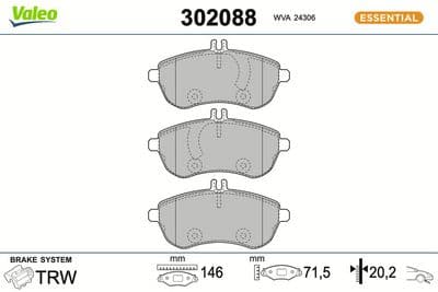 Juego de balatas de freno VALEO 302088