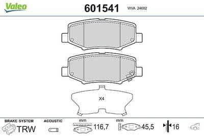 Juego de balatas de freno VALEO 601541