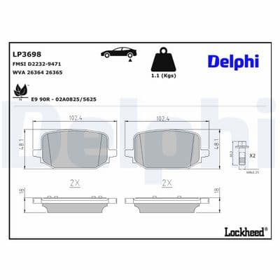 Juego de balatas de freno DELPHI LP3698