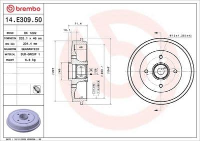 Tambor de freno BREMBO 14.E309.50