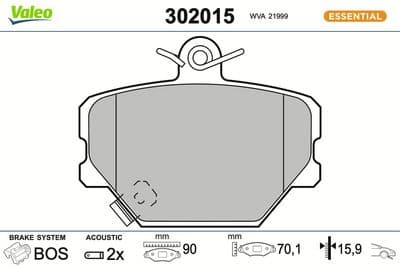 Juego de balatas de freno VALEO 302015