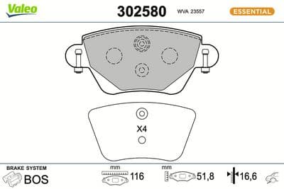 Juego de balatas de freno VALEO 302580