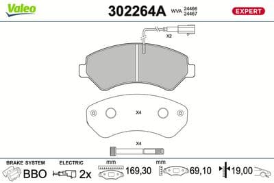 Juego de balatas de freno VALEO 302264A