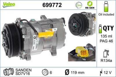 Compresor, aire acondicionado VALEO 699772