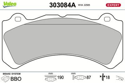 Juego de balatas de freno VALEO 303084A