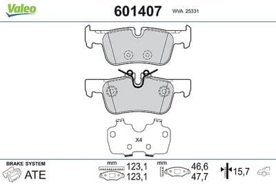Juego de balatas de freno VALEO 601407