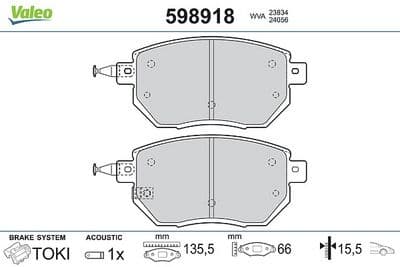 Juego de balatas de freno VALEO 598918