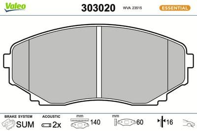 Juego de balatas de freno VALEO 303020
