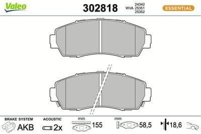 Juego de balatas de freno VALEO 302818