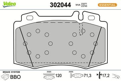 Juego de balatas de freno VALEO 302044