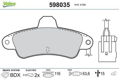 Juego de balatas de freno VALEO 598035