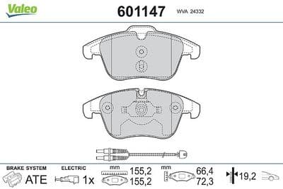 Juego de balatas de freno VALEO 601147