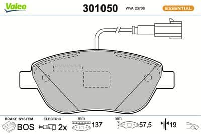 Juego de balatas de freno VALEO 301050