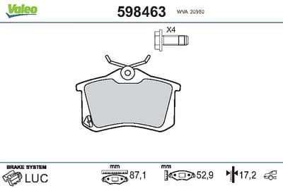 Juego de balatas de freno VALEO 598463