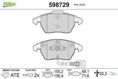 Juego de balatas de freno VALEO 598729