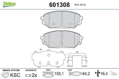 Juego de balatas de freno VALEO 601308