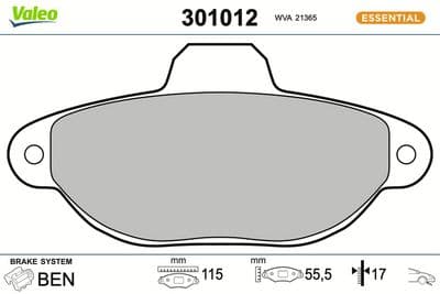 Juego de balatas de freno VALEO 301012
