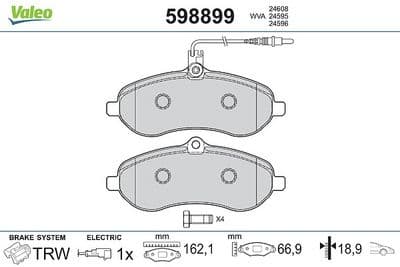 Juego de balatas de freno VALEO 598899