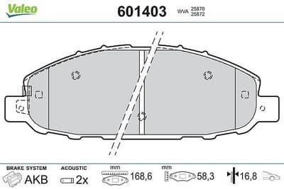 Juego de balatas de freno VALEO 601403