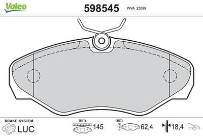 Juego de balatas de freno VALEO 598545