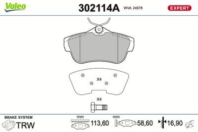 Juego de balatas de freno VALEO 302114A