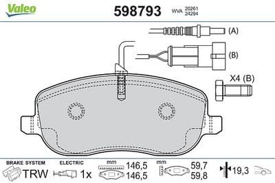 Juego de balatas de freno VALEO 598793