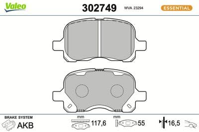 Juego de balatas de freno VALEO 302749