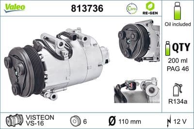 Compresor, aire acondicionado VALEO 813736