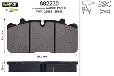 Juego de balatas de freno VALEO 882230