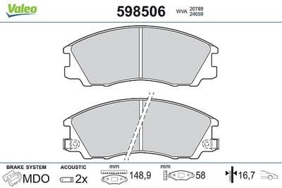 Juego de balatas de freno VALEO 598506