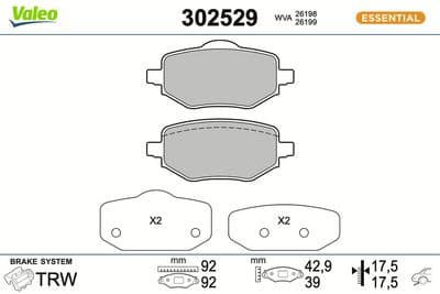 Juego de balatas de freno VALEO 302529