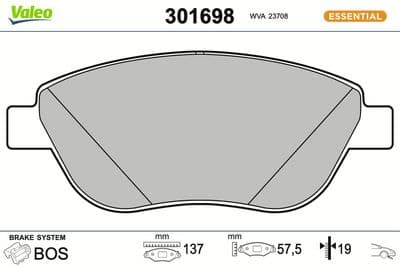Juego de balatas de freno VALEO 301698