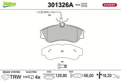 Juego de balatas de freno VALEO 301326A
