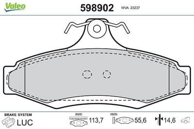 Juego de balatas de freno VALEO 598902