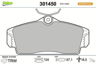 Juego de balatas de freno VALEO 301450