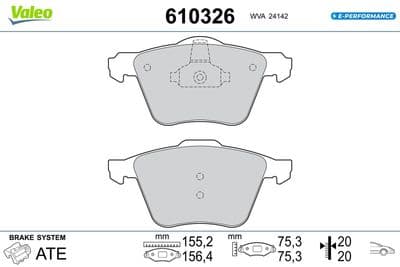 Juego de balatas de freno VALEO 610326