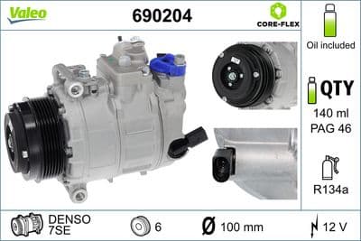 Compresor, aire acondicionado VALEO 690204