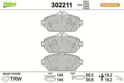 Juego de balatas de freno VALEO 302211