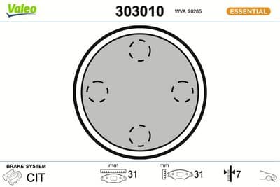 Juego de balatas de freno VALEO 303010