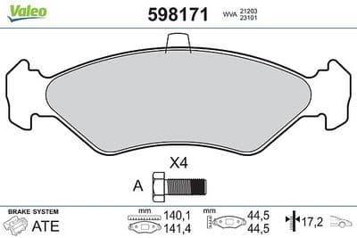 Juego de balatas de freno VALEO 598171