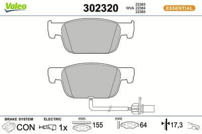Juego de balatas de freno VALEO 302320