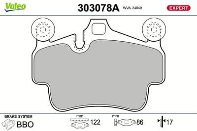 Juego de balatas de freno VALEO 303078A