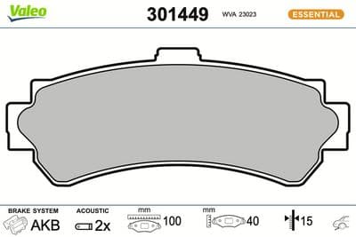 Juego de balatas de freno VALEO 301449
