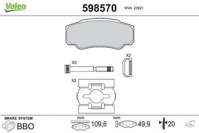 Juego de balatas de freno VALEO 598570