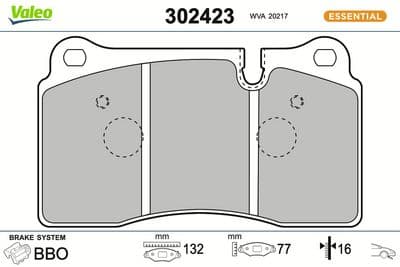 Juego de balatas de freno VALEO 302423